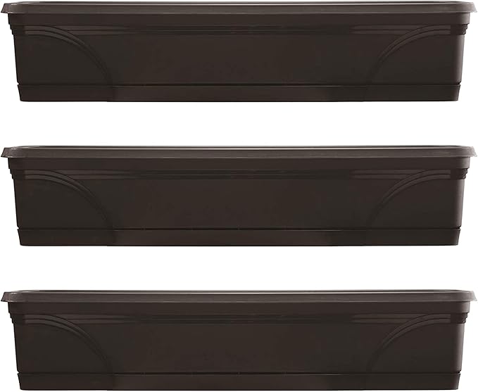 Southern Patio SPAT-MB3612BK 36-Inch Medallion Hanging Windowsill Garden Box Planter, Black (3 Pack)