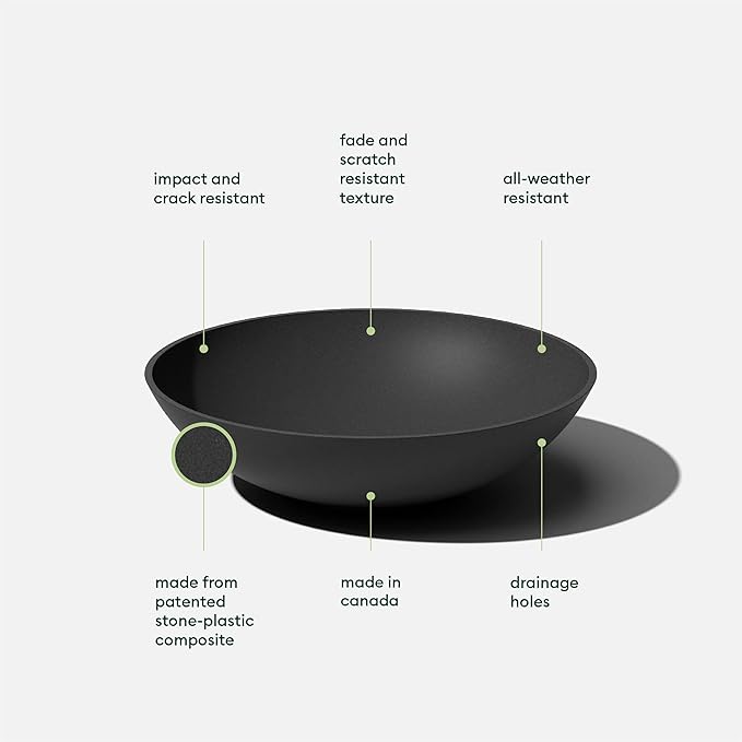 Veradek 24" Lane Round Bowl Planter for Indoor or Outdoor Use - 2-Pack Black