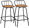 VINGLI 2 PCS Outdoor Swivel Bar Stools, 30 Inch Metal Barstools with Backrest & Footrest, 360° Rotating All-Weather Stools for Garden, Balcony, Kitchen Island (Teak)