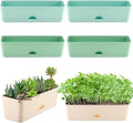 6 Pack Rectangle Planter 16 Inch Window Boxes Planters Rectangular Large Window Sill Planters Indoor Self Watering Plant Pots with Drainage Holes and Saucers Succulent Herb Flower Pots, Macaron Color