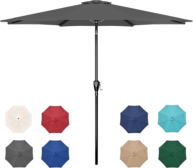 Simple Deluxe 9' Patio Umbrella Outdoor Table Market Yard Umbrella with Push Button Tilt/Crank