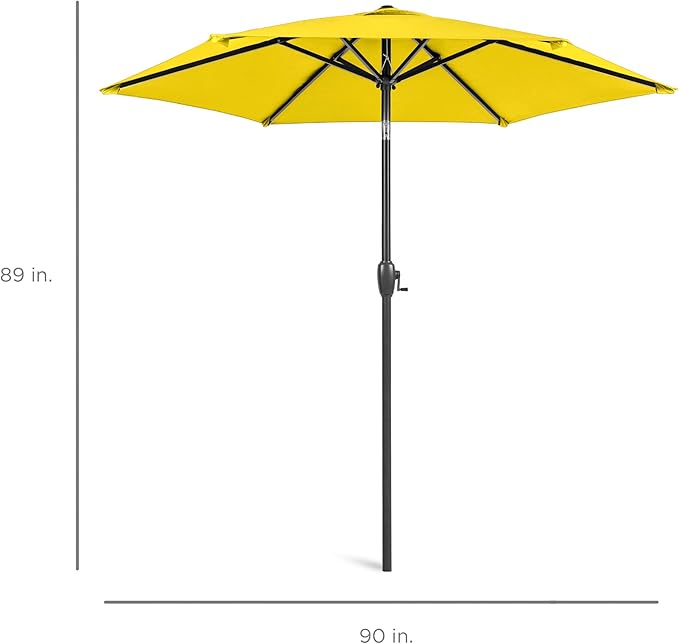 Best Choice Products 7.5ft Heavy-Duty Round Outdoor Market Table Patio Umbrella w/Steel Pole, Push Button Tilt, Easy Crank Lift - Yellow