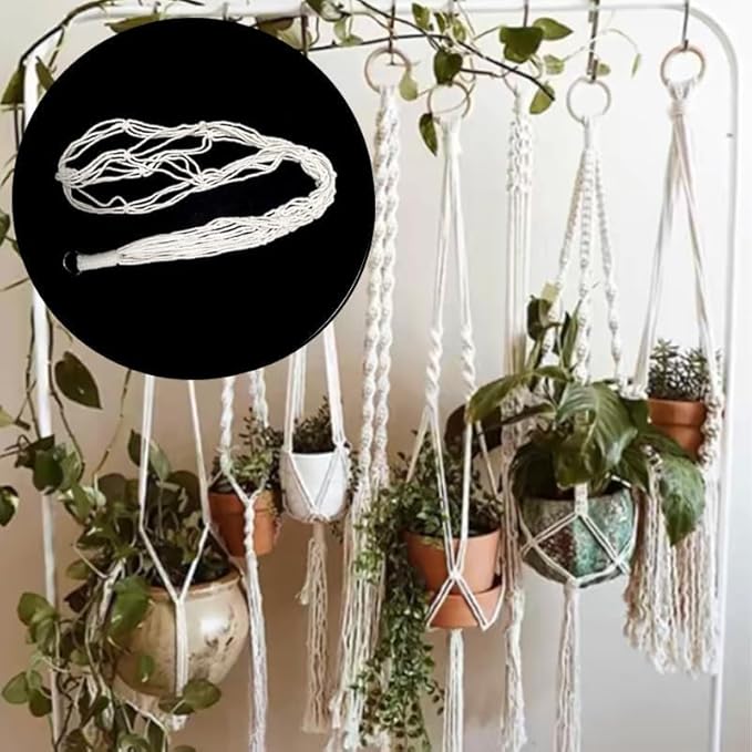 Macrame Plant Hangers 3 Pack, Hanging Plant Holders for Indoor Plants, Handmade Woven Cotton Rope Hanger Kits, Decorative Flower Pot Holders for Home & Garden Decor（Plants Not Included）
