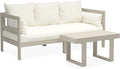 Milliard Outdoor Sofa Patio Furniture Set, Modern Wood Couch with Cushions and Coffee Table, 74 Inch (Grey)