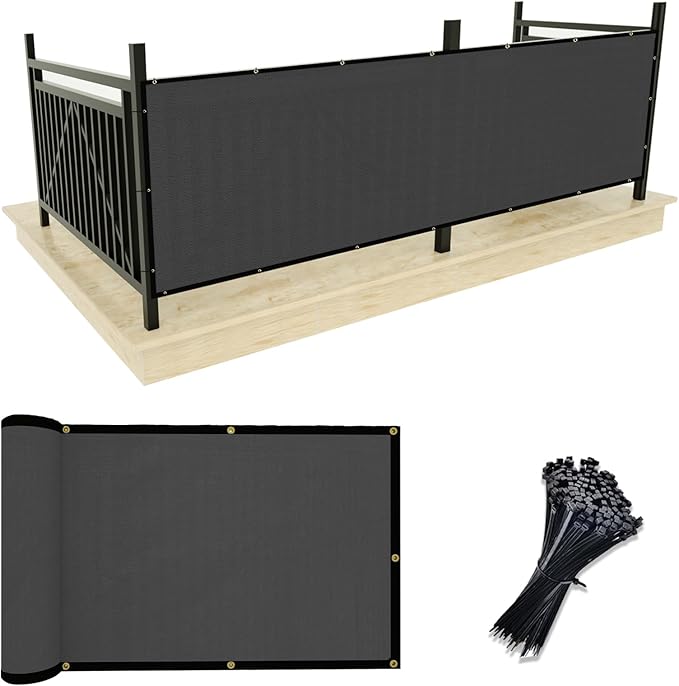UPGRADE Privacy Screen 3' x 10' Fence Commercial Shade Cover with Brass Grommets Heavy Duty Perfect for Outdoor Back Yard, Grey, Customizable