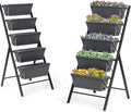 Giantex Set of 2 Vertical Raised Garden Bed, Elevated Planter Raised Beds with Water Drainage, Freestanding 5 Container Boxes for Vegetables and Flowers Growing, Outdoor Indoor Patio Balcony
