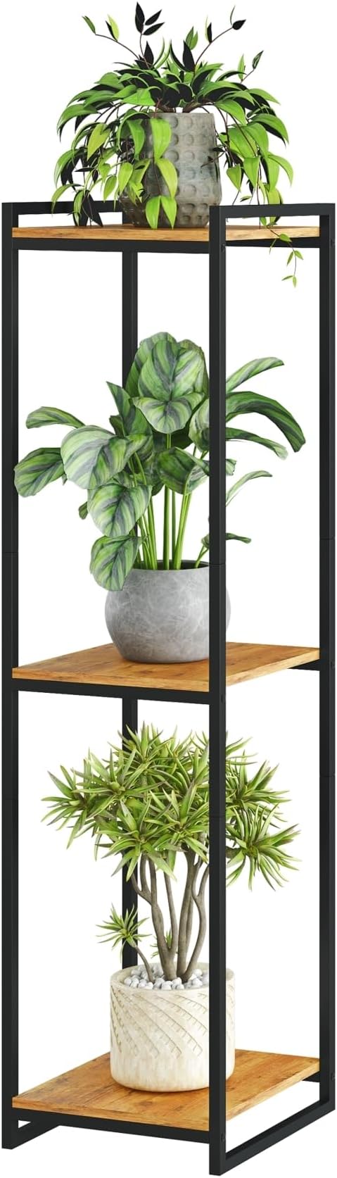 3-Tier Plant Stand Indoor, 45" Tall Modern Plant Shelf Corner Flower Pot Holder Organizer for Living Room Balcony Garden, Rustic Brown