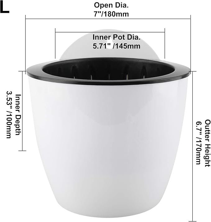 Homend 7 Pack Self Watering Hanging Planters, L Size, Suitable for Indoor or Outdoor Use, Durable and Great for Gifting