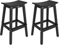 VINGLI 29" Outdoor Bar Stools Set of 2, HDPE Poly Lumber Bar Chairs with Footrest, Weather Resistant Patio Barstools for Bar, Kitchen Counter, Yard (Black, 29 Inch 2 PC)