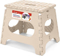 ACSTEP Folding Step Stool 11 Inch, Sturdy Plastic Foldable Step Stool for Kids & Adults, Non Slip Lightweight Collapsible Foot Stools Holds 300 lbs, Ideal for Kitchen, Bathroom, Outdoor, Khaki