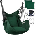 Halalona Hammock Chair Hanging Hammock Chair Rope Swing 2 Cushions Included-Sturdy & Durable Soft Cotton Hand Woven Hammock Swing for Bedroom, Porch, Patio-Indoor/Outdoor