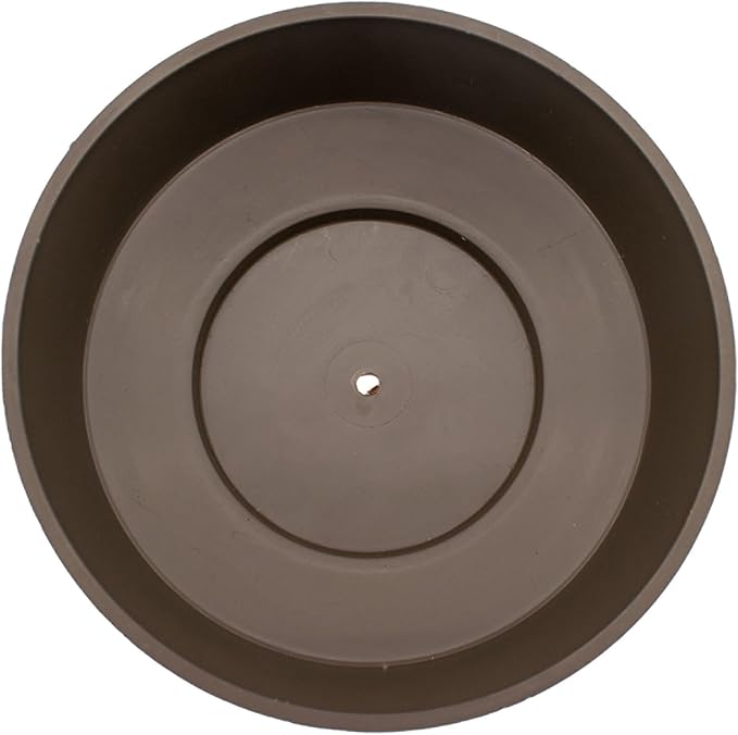 The HC Companies 8 Inch Round Plastic Succulent Capri Bowl Decorative Indoor Flower Succulent Planter Pot with Drain Plug Hole, Artisan Taupe with Copper Bottom Color (2 Pack)