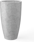 Kante 23.6" H Natural Concrete Finish Concrete Tall Planters Large Outdoor Indoor Decorative Plant Pots with Drainage Hole and Rubber Plug, Modern Tapered Style for Home and Garden