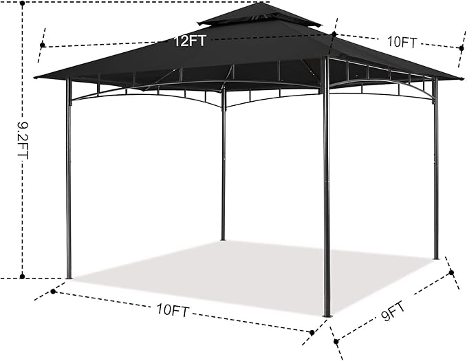 MASTERCANOPY Outdoor Garden Gazebo for Patios with Stable Steel Frame (10x12, Black)