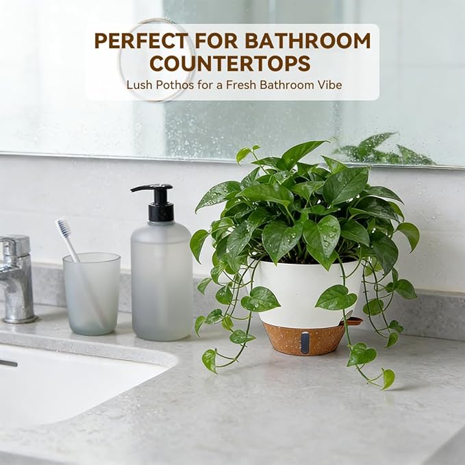 7/6.5/6/5.5/5 Inch Self Watering Pots, Plastic Flower Pots with Multi Mesh Drainage Holes and Deep Reservoir for Indoor Outdoor Garden Plants and Flowers (White, 5/5.5/6/6.5/7)