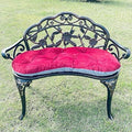 Mandolin Outdoor Park Garden Chair,All Chair Anti Rust Cast Aluminum Patio Yard Bench,Carved Rose Loveseat Bench for Backyard .Porch.Balcony.Lawn (Copper with Cushion)