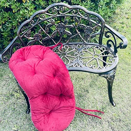 Mandolin Outdoor Park Garden Chair,All Chair Anti Rust Cast Aluminum Patio Yard Bench,Carved Rose Loveseat Bench for Backyard .Porch.Balcony.Lawn (Copper with Cushion)