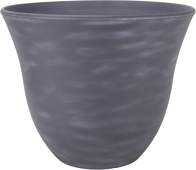 Classic Home and Garden Honeysuckle Resin Planters - Lightweight Indoor & Outdoor Plant Pots - UV-Resistant Plastic Flower Pots - Pot Planters for Flowers & Herbs (15" Zinc Grey)