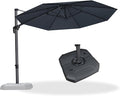 PURPLE LEAF 10 Feet Patio Umbrella with Base Outdoor Cantilever Round Umbrella Aluminum Offset Umbrella with 360-degree Rotation for Garden Deck Pool Patio, Grey