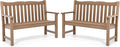 Stoog Outdoor Benches Set of 2, 2-Person Poly Lumber Garden Bench with Real Wood Look, Never Fade & Rust-Proof, All-Weather for Patio, Porch, Deck, and Backyard, Teak