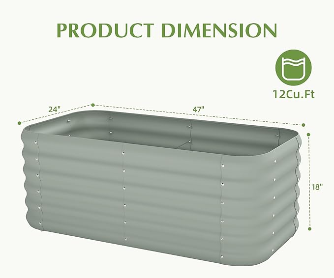 Galvanized Raised Garden Bed, Outdoor Planter Bed, Metal Planter Box for Gardening and Planting,4x2x1.5ft, Light Green