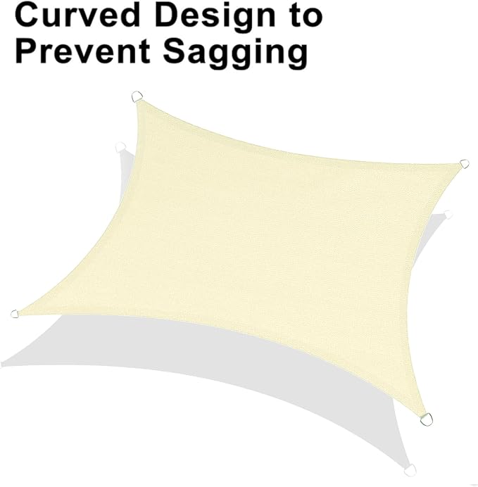 LOVE STORY Custom Size 6'x12' Butter Cream Sun Shade Sail Rectangle UV Block Canopy Patio Sail Sunshades Fabric for Outdoor Garden Carport (We Make Custom Size)