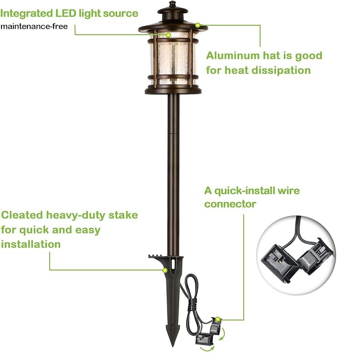 hykolity 8 Pack Low Voltage LED Landscape Kits, 12V-24V Pathway Flood Light Kits, 10W 390LM and 3.4W 155LM Wired for Outdoor Yard Lawn, Die-cast Aluminum, 50W and 30W Equivalent