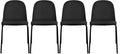 2xhome Modern Stackable Armless Dining Chair | Plastic Shell Seat with Metal Legs | Indoor or Outdoor Use | Home Kitchen Patio (4, Black, Padded Seat)