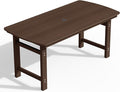 Ciokea HDPE Outdoor Dining Table with Umbrella Hole,66" Rectangle Patio Table for 6,All-Weather Outdoor Patio Furniture Set for Garden Backyard,Brown