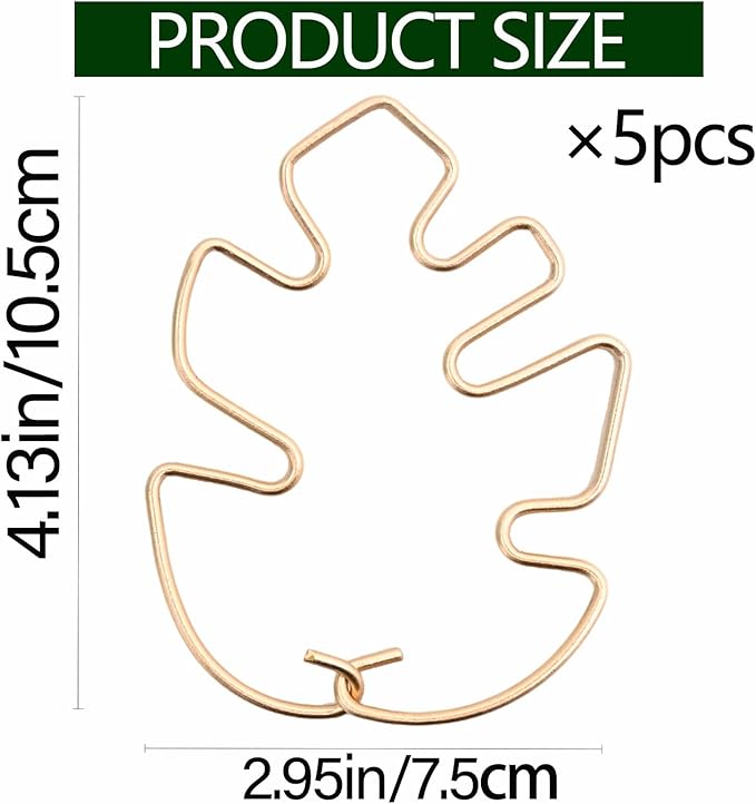 Monstera Plant Stem Support - 5 Piece Set, 4.13x2.95in Durable Leaf Holder & Fishbone Cactus Stake for Healthy Growth of Climbing Plants - Easy to Use Indoor Plant Decor