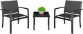 Homall 3 Pieces Patio Furniture Set Outdoor Patio Conversation Textilene Bistro Set Modern Porch Lawn Chairs with Coffee Table for Home and Balcony (Black)