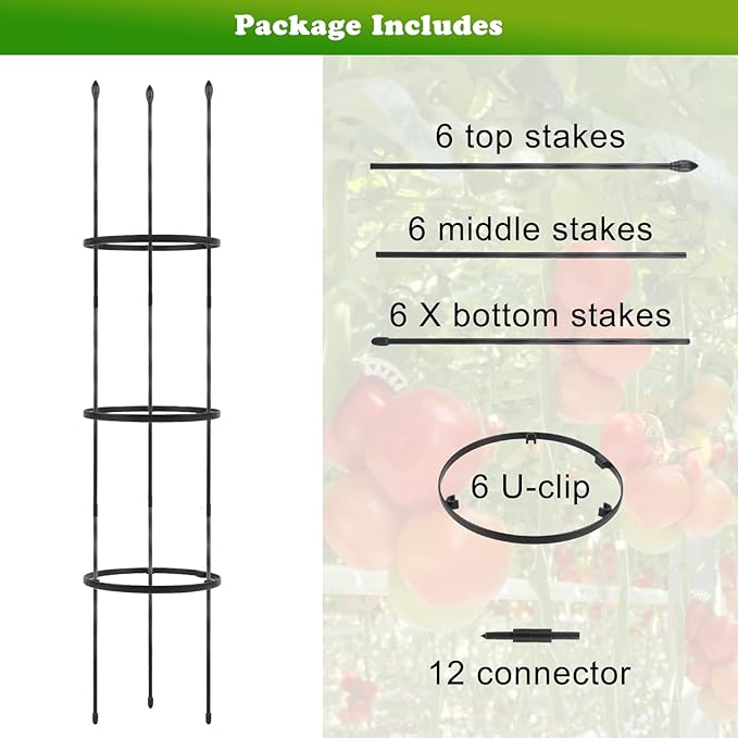 2 Pack Garden Trellis, 2 in 1 Plant Cages & Supports for Vines Crop, Potted/Climbing Plants Indoor Outdoor, Plant Stake for Flower, Vegetable, Tomato, Pot Trellis