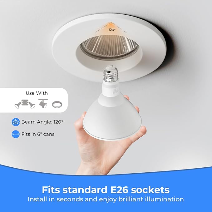 10 Pack PAR38 LED Flood Light Bulbs Outdoor, 100W Equivalent, Daylight White 5000K, 1050LM, 13W Dimmable, Waterproof LED Floodlight for Porch Yard Garage, E26 Base, 15,000 Hrs