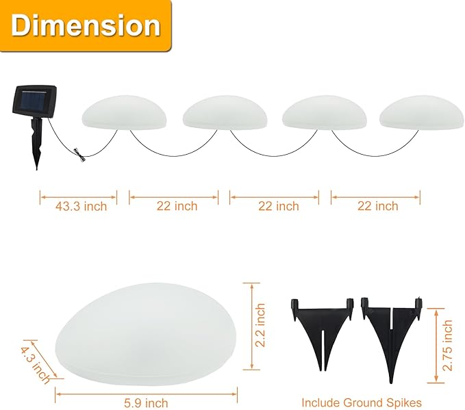 SUNNYPARK Solar Garden Lights Outdoor Set of 4 Plastic Pebble Shape Decorative Rock Lights Waterproof - Warm White