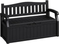 80-Gallon Outdoor Storage Bench, Waterproof Deck Box with Lockable Lid, Dark Black