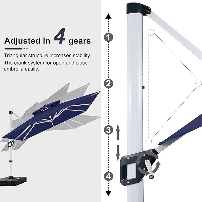 ABCCANOPY Patio Umbrella Cantilever Double Top Outdoor Offset Umbrella with 360° Rotation