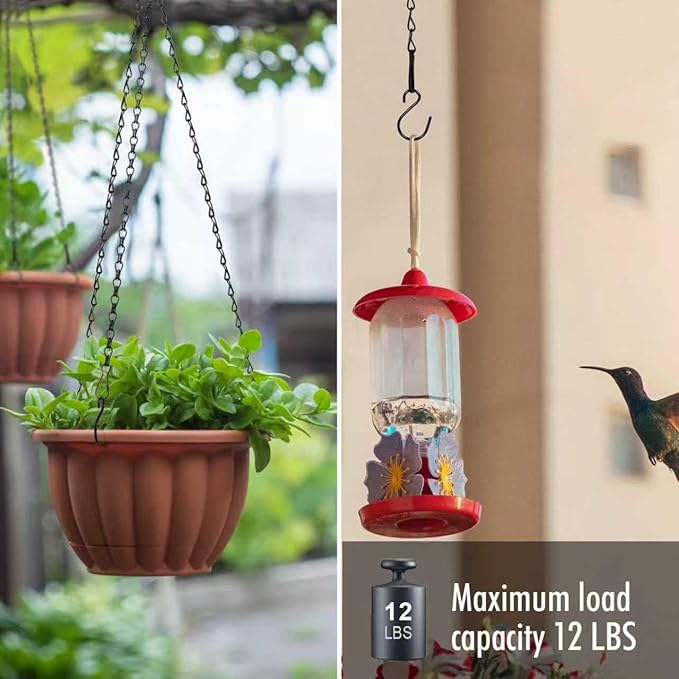 RIFNY 20 Inch Chain for Hanging Plants, Black Small Plant Chains for Hanging Baskets Kits with Hooks for Bird Feeders Planters Billboards Lanterns Wind Chimes Ornaments Outdoor Indoor Use (5 PCS)