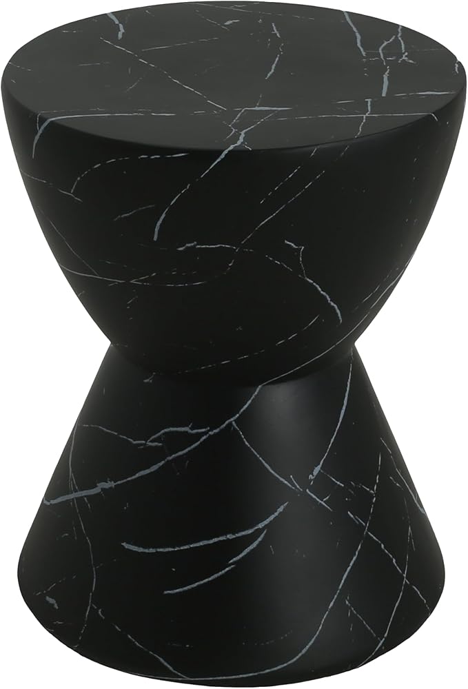 Christopher Knight Home Outdoor Side Table,Hourglass Shape Side Table,Patio Garden Stool Coffee End Table,Decorative Garden Stool for Patio,or Balcony,Lightweight Concrete Material,Black Marble