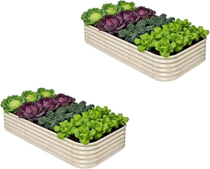 2-Pack Galvanized Raised Garden Bed 8x4x1.5 | 10x2x1.5 ft, 18" Tall Metal Planter Boxes Outdoor for Herb Vegetable, Modular Raised Flower Bed for Gardening with Zn-Al-Mg Coated - Moss Green