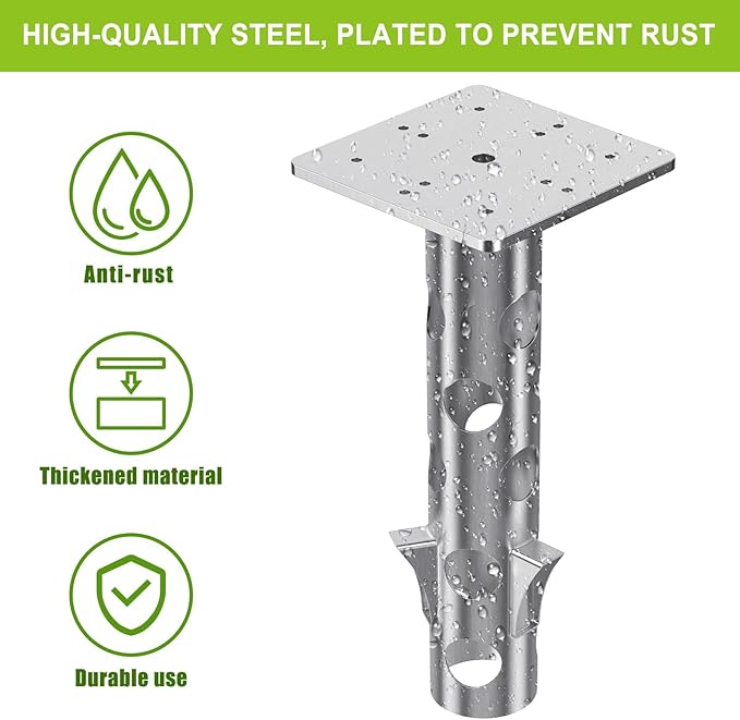 Universal In-Ground Umbrella Base, Rust-Resistant Steel Concrete Holder, Space-Saving Design for Outdoor Offset Cantilever Upright Umbrella Stand