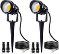 SUNVIE 12W Low Voltage Landscape Lighting LED Landscape Lights 3000K Waterproof Garden Pathway Lights 12V Outdoor Spotlights with Spike Stand, 2 Pack with Connectors