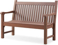 Psilvam Garden Bench, 2-Person Poly Lumber Patio Bench, All-Weather Outdoor Bench That Never Rot and Fade, Suit for Garden, Porch and Park (Brown)