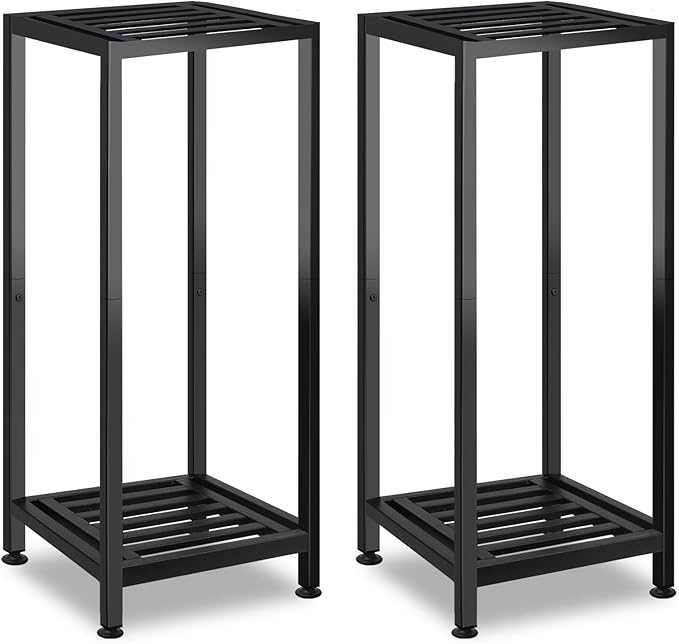 2-Pack Plant Stand Indoor Outdoor, Heavy Duty Wrought Iron Pedestal Stands, Metal Plant Stand Decorative Flower Stand for Patio Garden Deck Living Room