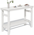 SERWALL 41" Outdoor Bar Table with 1.6" Umbrella Hole, HDPE Patio Bar Counter Height Table, All-Weather Rectangle Bar Table for Backyard, Garden, Poolside, Balcony - White