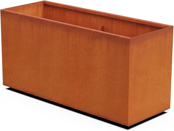 Plantercraft Large Rectangular Planters for Outdoor Plants - 48x18x24 Extra Large Corten Steel Planter Box for Patio Divider or Raised Garden Bed | Weathering Steel Metal Planter