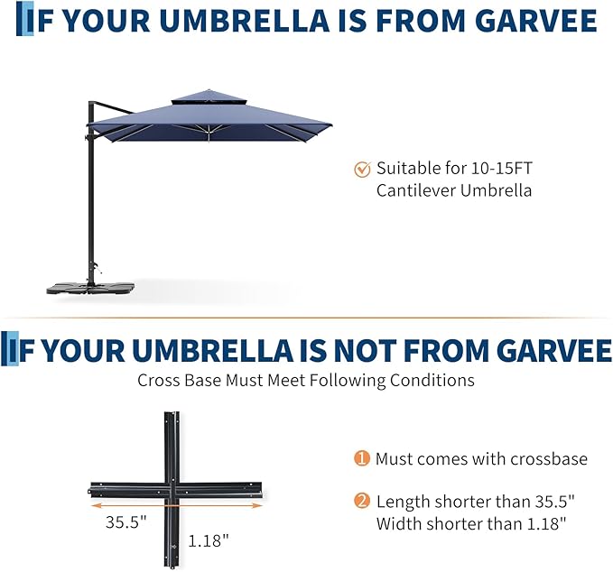 Garvee 4Pcs Patio Umbrella Base 330LB Capacity Heavy Weight Stand Umbrella Stand for 10-15FT Umbrellas, Water/Sand Filled, Clip-Locked Assembly, Umbrellas Holder for Outdoor Deck Poolside, Black