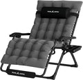 UDPATIO Oversized Zero Gravity Chair, 33In XXL Patio Reclining Chair with Cushion, Outdoor Folding Recliner with Pillows|Cup Holder|Foot Rest|Padded Headrest, Dark Grey, Support 500LB