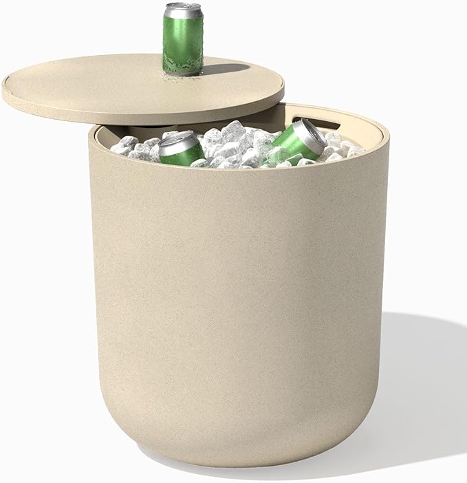 Veradek Kona Cooler Side Table – 2-in-1 Outdoor Patio Side Table w/Cooler | Insulated 40L Capacity | Modern Accent Décor for Hosting, BBQ, Poolside