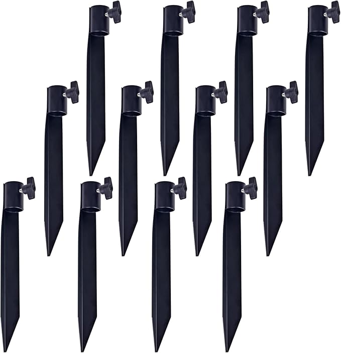 Outdoor Metal Stakes for Ground, Garden Stakes for Lights,Used for Replacement Metal Ground Spike in Live Flame Torches and Solar Lights-6.7 Inch (Black 12 Pack)