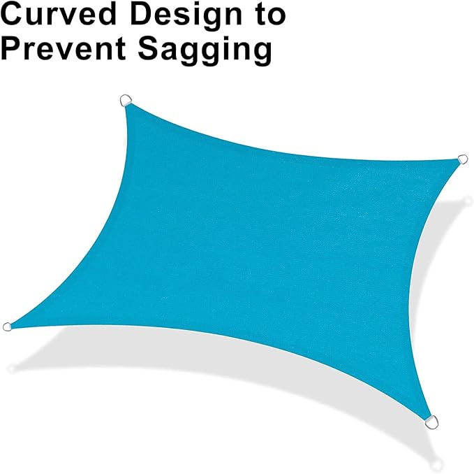 LOVE STORY Custom Size 16'x18' Turquoise Blue Sun Shade Sail Rectangle UV Block Canopy Patio Sail Sunshades Fabric for Outdoor Garden Carport (We Make Custom Size)